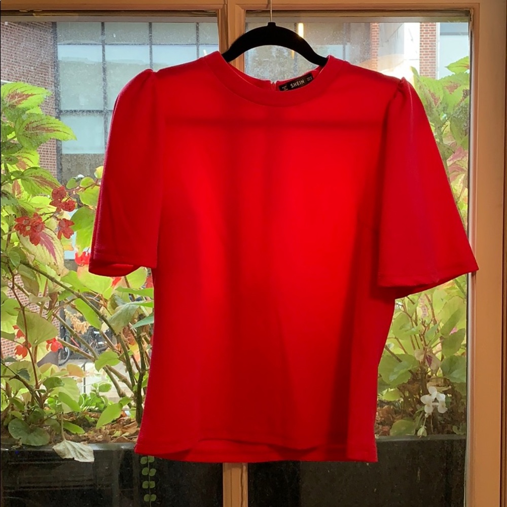NWOT Shein Hot Pink Puffy Sleeve Top